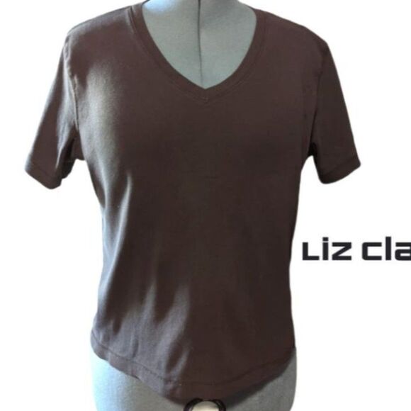 Liz Claiborne Pink & Brown V-Neck Pima Cotton T-shirt Set, Large - Picture 8 of 12